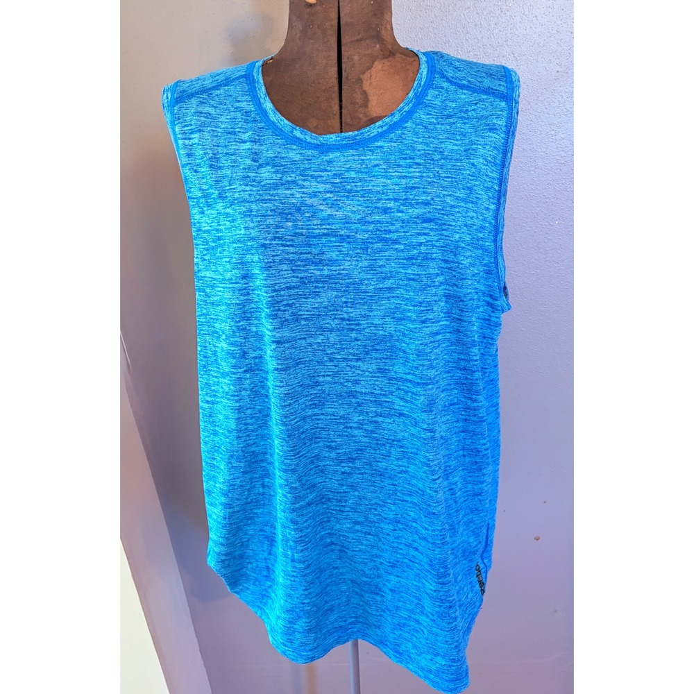 Reebok Womens XL Blue Space Dye Muscle Tank Top Sleeveless Athletic Gym Shirt